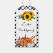 Rustige Waterverf Pumpkin Zonnebloem Thanksgiving Cadeaulabel (Voorkant)