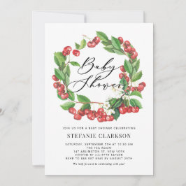 Rustige Waterverf Red Cherries Wreated Baby shower Kaart
