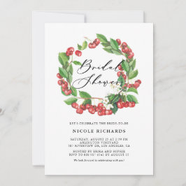 Rustige Waterverf Red Cherry Wreath Vrijgezellenfe Kaart