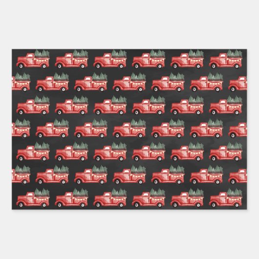 Rustige Waterverf Red Kersttruck Inpakpapier Vel (Voorkant 2)