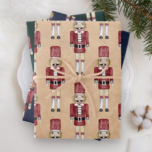 Rustige Waterverf Red Nutcracker Pattern Inpakpapier Vel