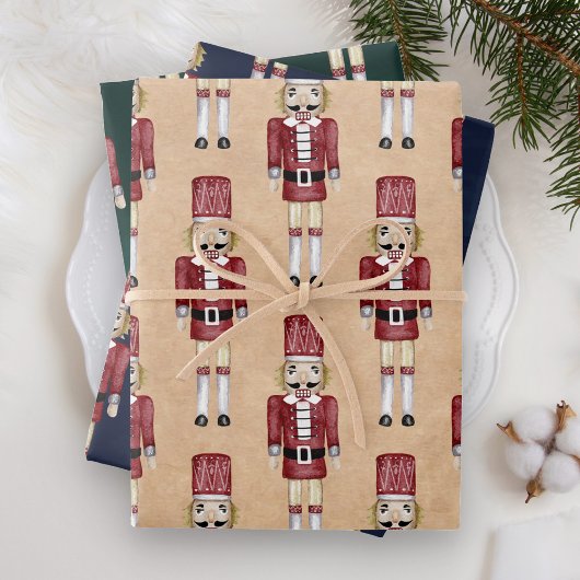 Rustige Waterverf Red Nutcracker Pattern Inpakpapier Vel