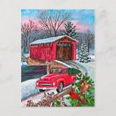 Rustige Waterverf Red Truck kerst Briefkaart (Voorkant)