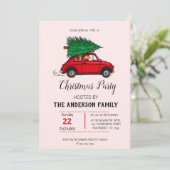 Rustige Waterverf Red Truck kerst Kaart (Staand voorkant)