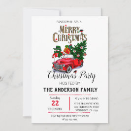 Rustige Waterverf Red Truck kerst Kaart