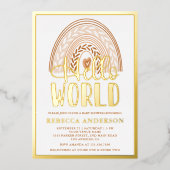 Rustige Waterverf Regenbooggoud Folie Uitnodiging (Voorkant)