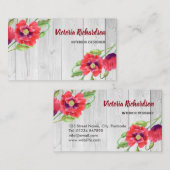 Rustige Waterverf Rode papaver Visitekaartje (Voorkant / Achterkant)