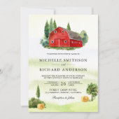 Rustige Waterverf Rood Barn Rural Boerderij Weddin Kaart (Voorkant)