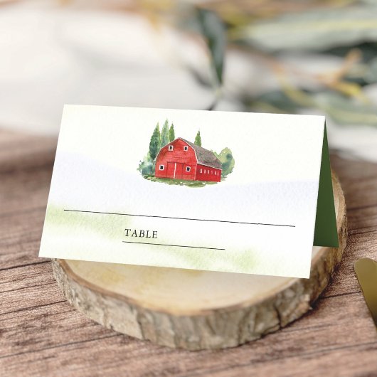 Rustige Waterverf Rood Barn Rural Boerderij Weddin Plaatskaartje