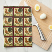 Rustige  Waterverf Rooster Chicken Pattern Theedoek (Quarter Fold)