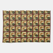 Rustige  Waterverf Rooster Chicken Pattern Theedoek (Horizontaal)