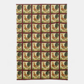Rustige  Waterverf Rooster Chicken Pattern Theedoek (Verticaal)