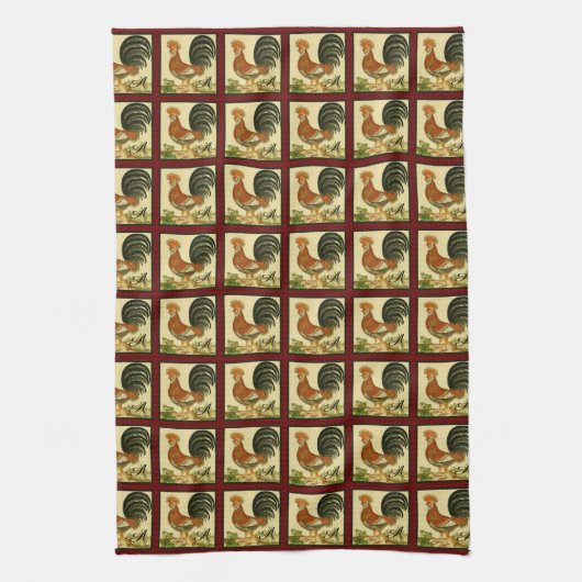 Rustige  Waterverf Rooster Chicken Pattern Theedoek (Verticaal)