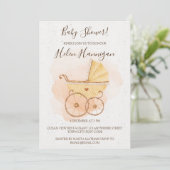Rustige Waterverf Roze Baby shower Uitnodiging (Staand voorkant)