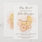 Rustige Waterverf Roze Baby shower Uitnodiging (Voorkant / Achterkant)