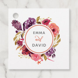 Rustige Waterverf Roze en Paarse Floral Wedding Bedankjes Labels