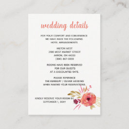 Rustige Waterverf Roze en Paarse Floral Wedding Informatiekaartje