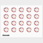 Rustige Waterverf Roze en Paarse Floral Wedding Ronde Sticker (Vel)