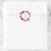 Rustige Waterverf Roze en Paarse Floral Wedding Ronde Sticker (Tas)