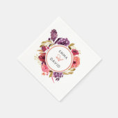 Rustige Waterverf Roze en Paarse Floral Wedding Servet (Hoek)