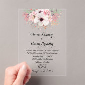 Rustige Waterverf Roze Floral Wedding Acryl Uitnodigingen (Insitu (Draagbaar))