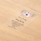 Rustige Waterverf Roze Floral Wedding Acryl Uitnodigingen (Laagn)