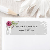 Rustige Waterverf Roze Floral Wedding Etiket (Insitu)