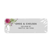 Rustige Waterverf Roze Floral Wedding Etiket (Voorkant)