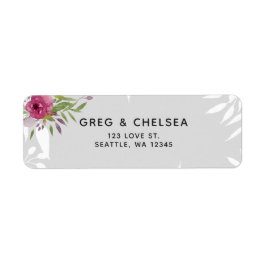 Rustige Waterverf Roze Floral Wedding Etiket