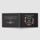 Rustige Waterverf Roze Floral Wedding Gastenboek (Volledig)
