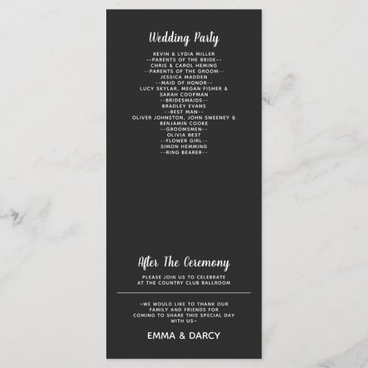 Rustige Waterverf Roze Floral Wedding Programmakaart (Achterkant)