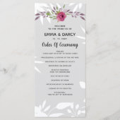 Rustige Waterverf Roze Floral Wedding Programmakaart (Voorkant)