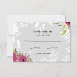 Rustige Waterverf Roze Floral Wedding RSVP Kaartje