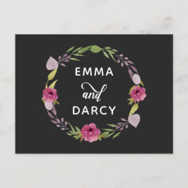 Rustige Waterverf Roze Floral Wedding Uitnodiging Briefkaart