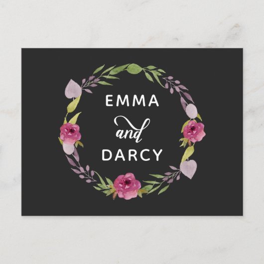 Rustige Waterverf Roze Floral Wedding Uitnodiging Briefkaart (Voorkant)