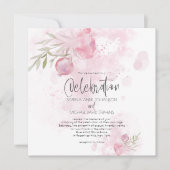 Rustige Waterverf Roze Roze en Rosehip Wedding Kaart (Voorkant)