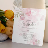 Rustige Waterverf Roze Roze en Rosehip Wedding Kaart