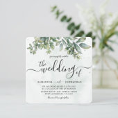 Rustige Waterverf Sage Green Eucalyptus Weddenscha Kaart (Staand voorkant)