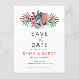 Rustige Waterverf Seashells Starfish Beach Wedding Aankondigingskaart