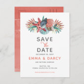 Rustige Waterverf Seashells Starfish Beach Wedding Aankondigingskaart (Voorkant / Achterkant)