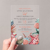 Rustige Waterverf Seashells Starfish Beach Wedding Acryl Uitnodigingen (Insitu (Draagbaar))