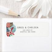 Rustige Waterverf Seashells Starfish Beach Wedding Etiket (Insitu)