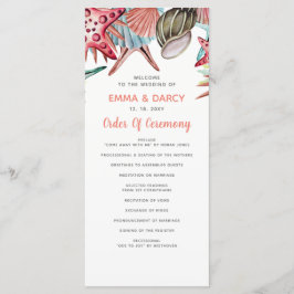 Rustige Waterverf Seashells Starfish Beach Wedding Programmakaart