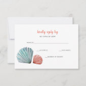 Rustige Waterverf Seashells Starfish Beach Wedding RSVP Kaartje (Voorkant)