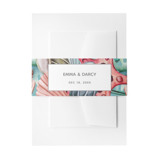 Rustige Waterverf Seashells Starfish Beach Wedding Uitnodigingen Wikkel (Voorkant Voorbeeld)