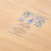 Rustige Waterverf Snowflakes Blue Winter Wedding Acryl Uitnodigingen (Laagn)