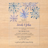 Rustige Waterverf Snowflakes Blue Winter Wedding Acryl Uitnodigingen (Voorkant)