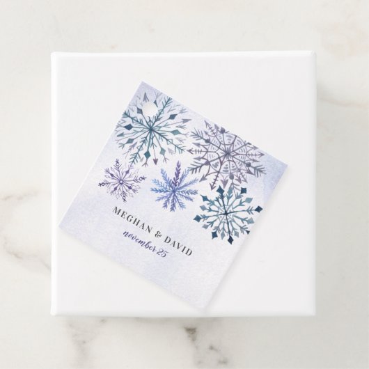 Rustige Waterverf Snowflakes Blue Winter Wedding Bedankjes Labels (In situ)