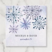 Rustige Waterverf Snowflakes Blue Winter Wedding Bedankjes Labels (Voorkant)