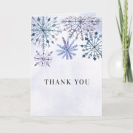 Rustige Waterverf Snowflakes Blue Winter Wedding Bedankkaart